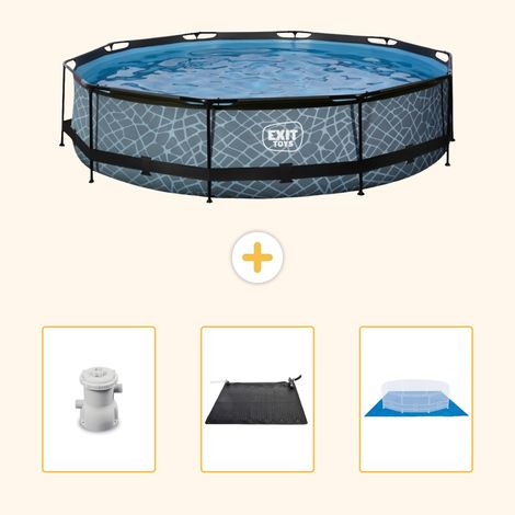 Exit-toys Piscine Exit Ronde - Effet Pierre - 360x76 cm - 4-pièces SCB91 (1/5)
