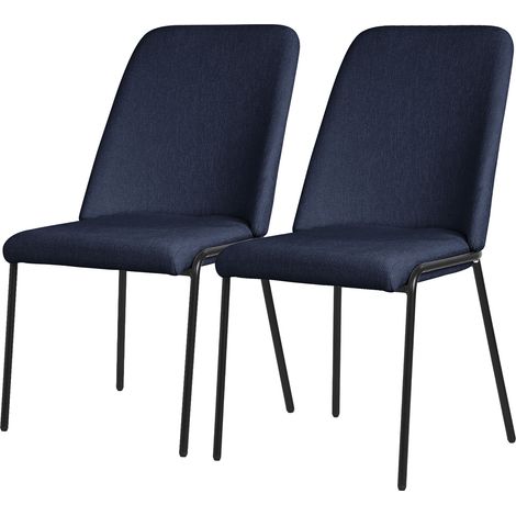 ML-Design Esszimmerstühle 2er Set Dunkelblau, Küchenstühle mit Stoffbezug & Stahlgestell, Wohnzimmerstuhl mit Rückenlehne, Polsterstühle für Esszimmer & Küche, Gepolsterte Stühle Ergonomischer Sessel