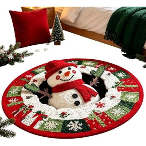 Paillasson De Porte Noël Illusion D'Optique Tapis Rond Antidérapant (1/5)