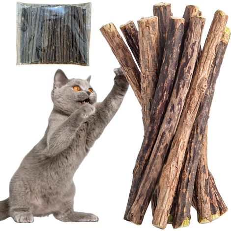Bâtonnets à mâcher pour chat en bois de vigne, soin dentaire et aide à la digestion, 40 pièces (1/5)