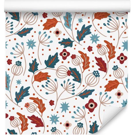 Papier peint Animaux de la forêt et nature, blanc, fond gris clair, 50 x 1000 cm (1/5)