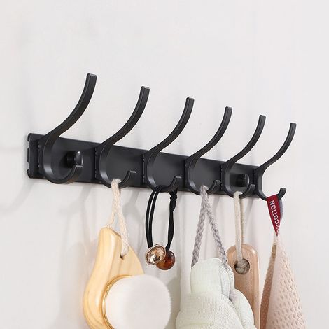 2 Pièces Porte Manteau Mural avec 12 Crochets, Métal Robuste Patere Porte Manteau Noir pour une Entrée, Chambre - 40CM (1/5)