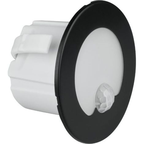 1,2W LED Treppenhausleuchte mit Bewegungsmelder, rund, mattschwarz, DPM
