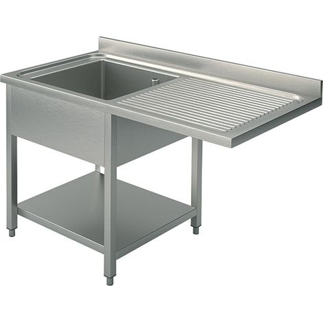 Plonge Sur Piètement Avec Étagère Inférieure, Place Pour Lave-Vaisselle, 1 Bac à Gauche, 1400X700 mm - Mastro