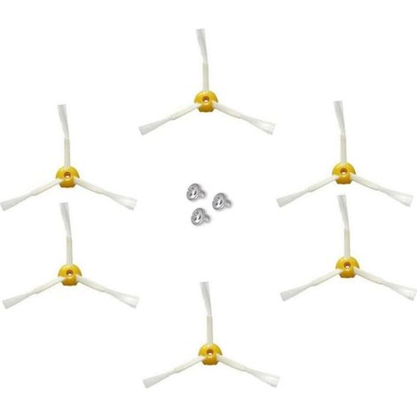 Seitenbürste für iRobot Roomba 500 600 700 Serie (Gelb, 6 Stück 3-Arm-Seitenbürste)