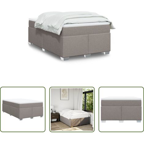 Matelas à ressorts ensachés - Sommier à lattes de lit avec matelas taupe 120x190 cm tissu (1/5)