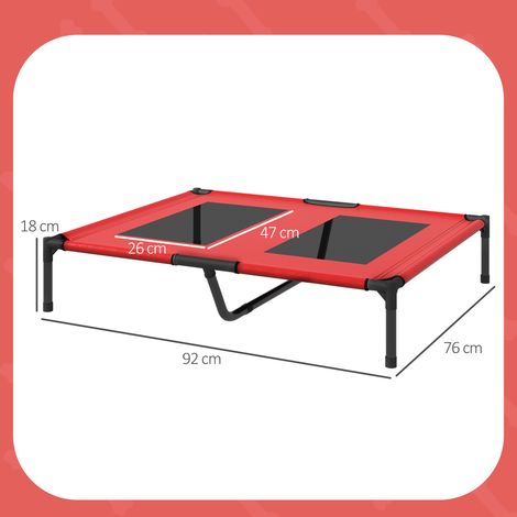 Coussin de sol surélevé pour chien 92x76x18 cm, rouge Oxford, respirant et confortable, adapté aux grandes races, idéal en extérieur, camping et jardin. (1/5)