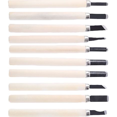 Set de 12 couteaux à bois sculptés 135mm, outils professionnels de gravure sur bois pour DIY, tampon caoutchouc, mini gouges de précision (1/5)