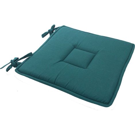 Galette plate à nouettes 40x40 LOLA 100% coton coloris VERT FONCE