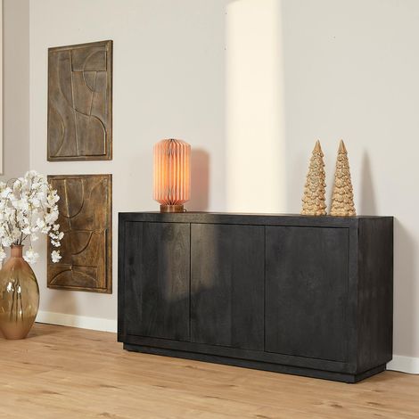 Buffet bois noir 3 portes style minimaliste MONTARO (1/5)