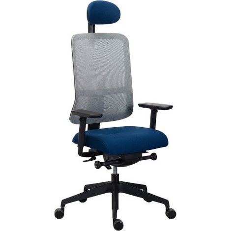 Chaise de bureau Ofys maille avec accoudoirs 4D et appui-tête - Bleu - Maxiburo (1/5)