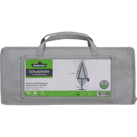 Housse de Protection pour Parasol déporté, env. 240 x 60 cm, Polyester, Gris (1/3)