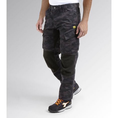Diadora – Pantalon de travail camouflage ripstop – Inserts élastiques pour liberté de mouvement – Genouillères renforcées – Normes CE (1/5)