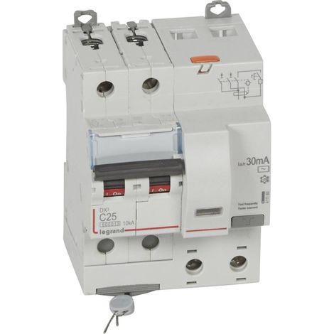 Disjoncteur differentiel DX³ 6000 Vis 2P 230/400V AC 25A type AC 30mA courbe C 4 mod