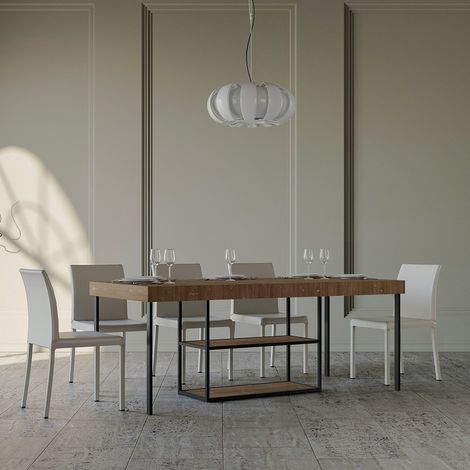 Consolle allungabile 90x40/290 cm Plano Premium Abete Tinto telaio Antracite (1/5)