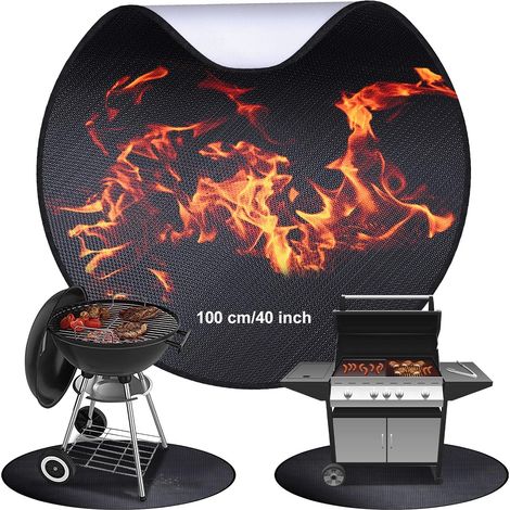 sous-Couche Ronde résistante au feu  100  100cm Tapis de Protection Contre la Chaleur pour Barbecue  Plaque Pare-étincelles  pour barbecues, poêles à Bois, Sol, pelouse, etc. (1/5)