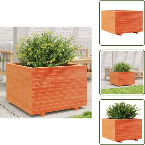 The Living Store Jardinière cire marron 70x70x49,5 cm bois de pin massif - Jardinier - Pot De Fleurs - Bac À Fleurs - Extérieur - Terrasse (1/5)