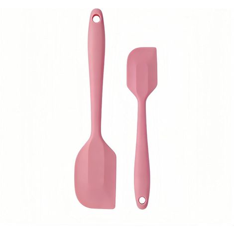 Lot de 2 Spatules en Silicone, Résistantes à la Chaleur, 230 ℃, Grattoir en Caoutchouc Antiadhésif Sans Couture, Pour la Cuisine, Pâtisserie, Mélange (Rose) (1/5)
