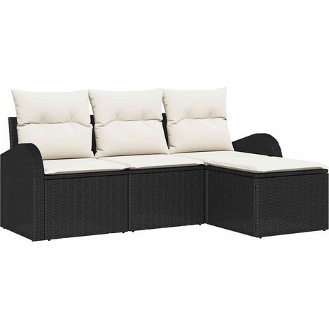 Maison Exclusive - Set Divano da Giardino Nero polyrattan