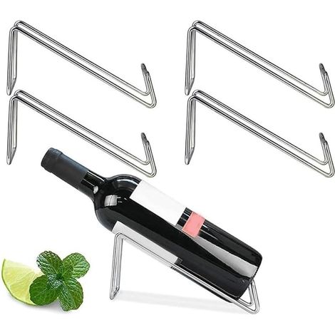 Lot de 4 supports de bouteilles de vin antirouille en métal argenté (1/5)