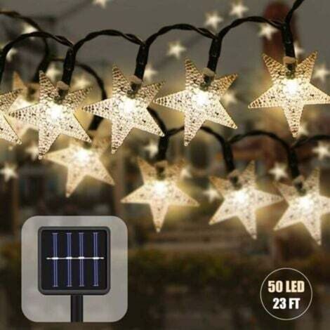 Guirlande Lumineuse Solaire Extérieure 7 m – 50 LED Étanches avec Motif Étoile pour Jardin, Mariage et Décoration Festive (1/5)