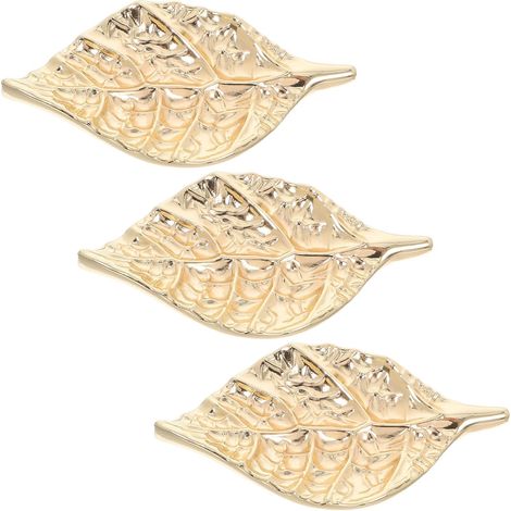 Lot de 3 poignées meubles en alliage zinc avec motif feuille (1/5)