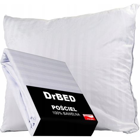 Hotelbettwäsche 220x200 Weiß DAMAST mit Falte 2x Kissenbezug 70x80 (1/4)