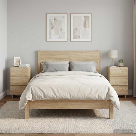 vidaXL Bedside Cabinet 2 pcs Sonoma Oak 33.5 x 34.5 x 60 cm (1/5)