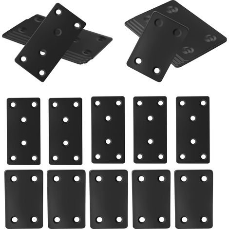 5pcs de jonction plates en noir de 60 x 38 mm et 5pcs de 80 x 40 mm  Acier inoxydable pour les supports de plaque murale, les supports de traverse, les vis de terrasse (1/5)