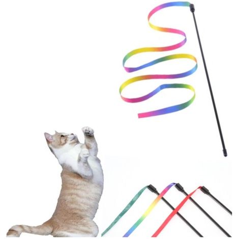 Baguette arc-en-ciel pour chat, 10 pièces, ruban arc-en-ciel, entraînement chaton, 30 cm (1/5)