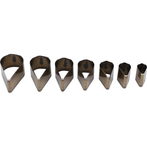 Lot de 7 poinçons en acier rapide pour cuir, forme goutte, outils de perçage DIY, rangés dans une boîte en plastique. (1/5)