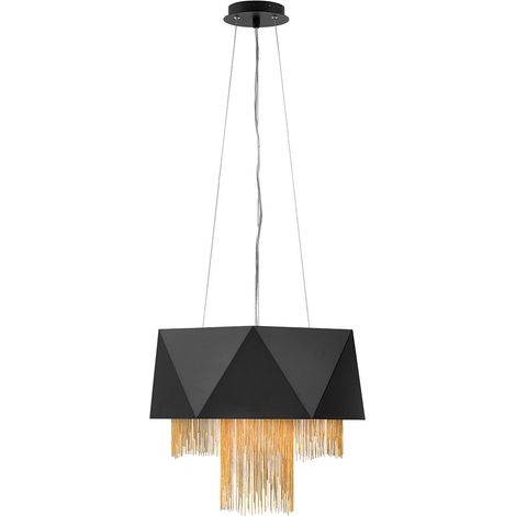 Suspension à 6 lumières Elstead Zuma, noir satiné, or, E27 (1/5)
