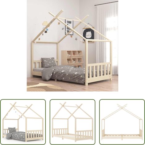 vidaXL Lit maison -  Cadre de lit d'enfant Bois de pin massif 90 x 200 cm (1/5)