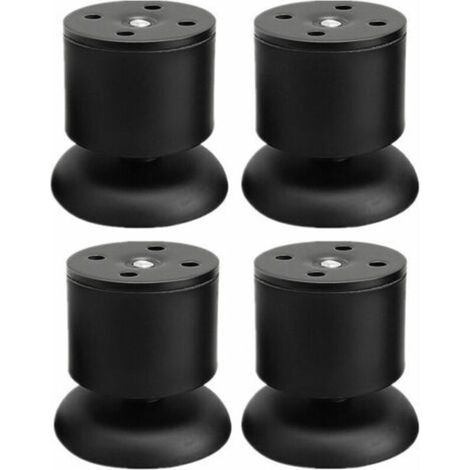 ALLIANDISLot de 4 pieds de table noirs - Pieds de table réglables en acier inoxydable de 6 cm avec patins en caoutchouc et vis (1/4)