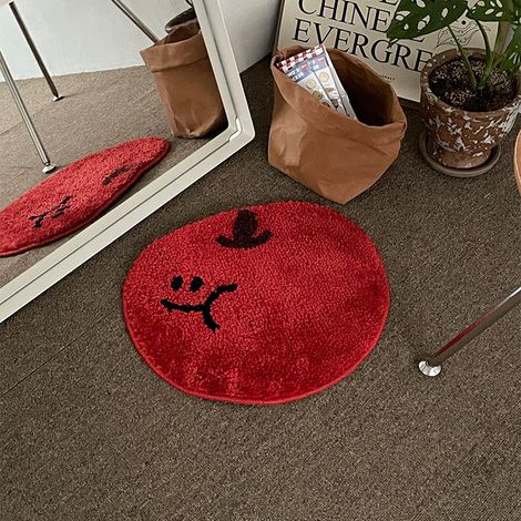 Rote Badezimmermatte – rutschfester Teppich in Apfelform, waschbare, saugfähige Mikrofaser-Bodenmatte (1/4)