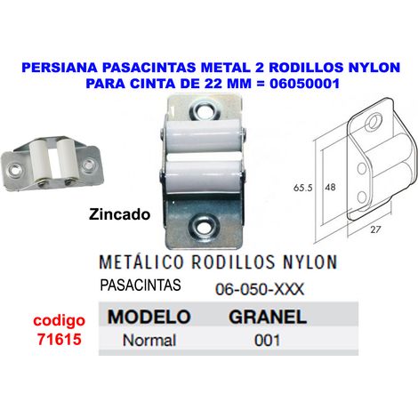 Tenda con occhiello in metallo con 2 rulli in nylon 2206050001