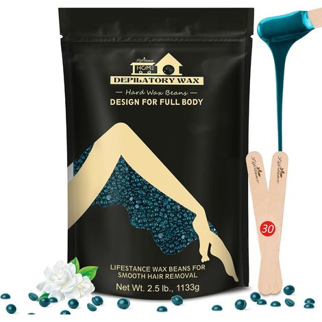 perles de cire jasmin 1125 g débutants avec 10 spatules en bois  perles de cire jasmin 1125 g formulées pour débutants avec 10 spatules en bois, pour l’épilation bikini, jambes et aisselles (1/5)
