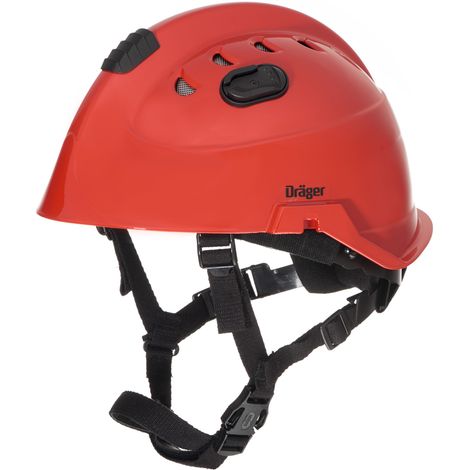 Dräger HPS 3500 Premium Casque de sécurité professionnel avec mentonnière réglable pour le sauvetage, la construction, l'escalade, les mines Rouge