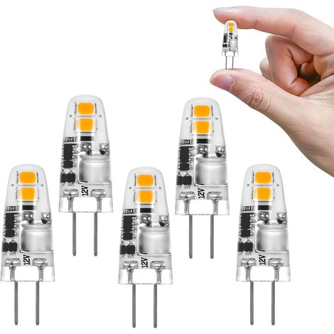 Ampoules LED G4,Blanc chaud 3000K,AC/DC 12V 1.2W 120LM,Lot de 5 Remplacement pour 10W-15W Halogènes,Pas Dimmable,Petites Ampoule pour Hotte Aspirante,Cuisine (1/5)