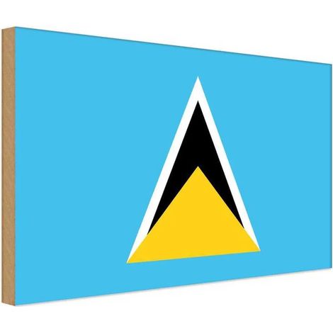 Panneau en bois 30x40 cm Drapeau, bannière et armoiries de Sainte-Lucie (1/4)