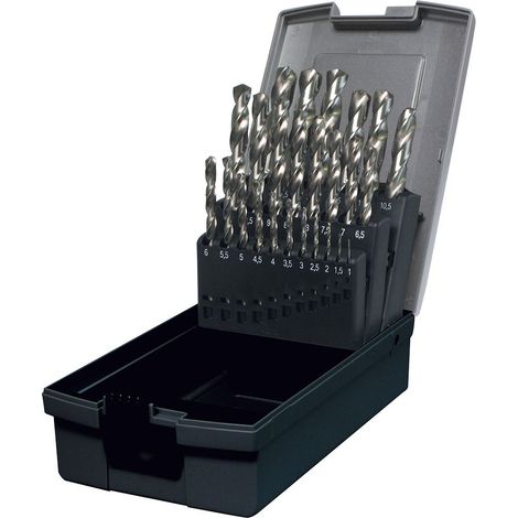Jeu de 25 forets hélicoïdaux PRO HSS DIN338-G 1 à 13 mm par 0,5 mm MW-Tech DRGS25