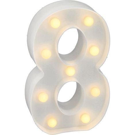 LED Light-Up Number 8, Warm Light 3000K, Indoor Decoration, Battery Operated (1/5)
