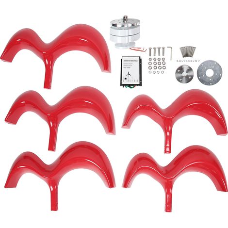 Éolienne 400W 5 pales rouge 12V, générateur de puissance pour maison, bateau, marin, kit DTHL400W (1/5)
