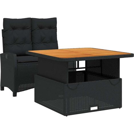 Maison Exclusive - 2-tlg. Garten-Essgruppe mit Kissen Schwarz Pol