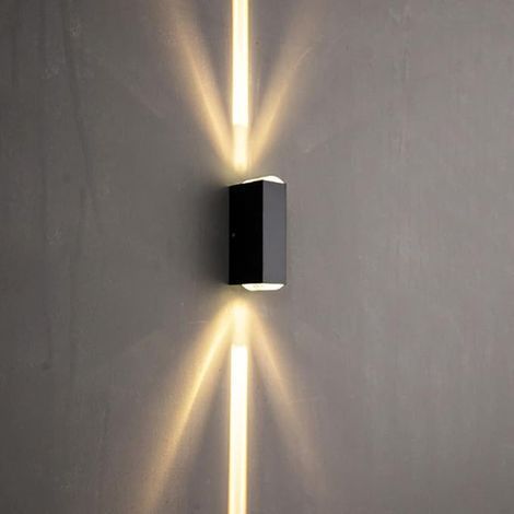 LED lampe murale intérieure, noir moulée en aluminium a mené l'étanche mur sconce haut et bas luminosité extérieure mur montée lumière mur lanterne pour extérieur de la maison Deck Patio Garage éclair (1/5)