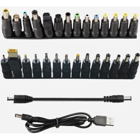 28 Pièces Adaptateur d'alimentation DC 5,5 x 2,1 mm Connecteur Universel CC Plugs Femelle à Mâle Adaptateur, Barrel Jack Connecteur, avec 1 Pièce Câble DC à DC 20CM et 1 Pièce USB à DC 1M