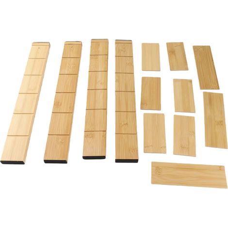 Diviseurs de tiroir en bambou avec inserts pour vêtements, organisateurs réglables de cuisine, ustensiles extensibles, organisation de la maison, du bureau, des dortoirs, commodes (1/5)