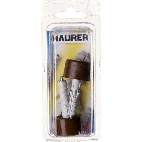 Arrêt de porte avec bouchon en nylon marron (Blister 2 pièces)