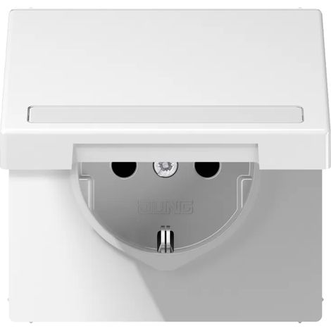 Jung SCHUKO®-Steckdose, 16 A 250 V , mit Schriftfeld, SAFETY+, Klappdeckel, Thermoplast, Serie LS, alpinweiß LS 1520 BFNAKL WW (1/2)