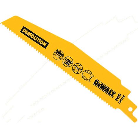 5 x Dewalt DT2301L-QZ 2X Life General Purpose Reciprocating Blade 152mm x 10 TPI